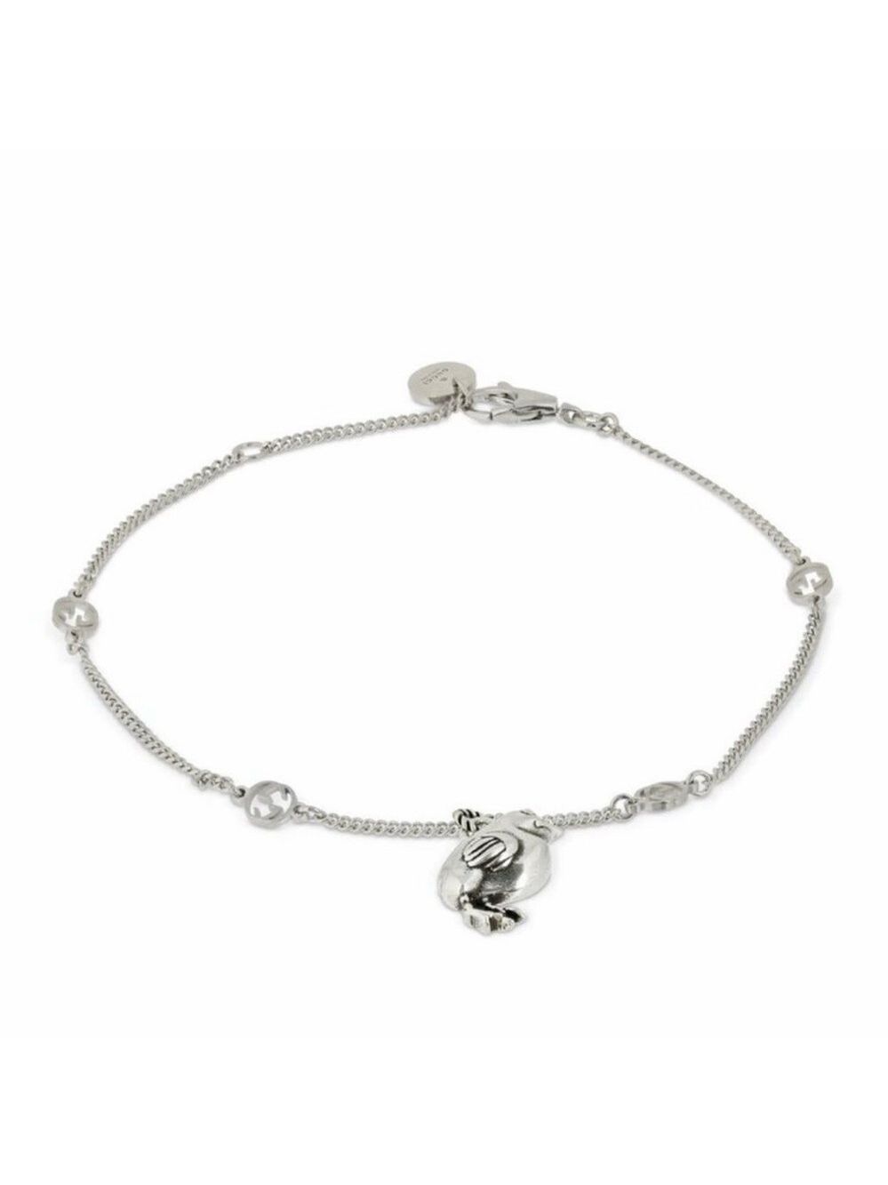 Gucci Silver  Bird Charm Bracelet Interlocking G Stations Authentic Gucci